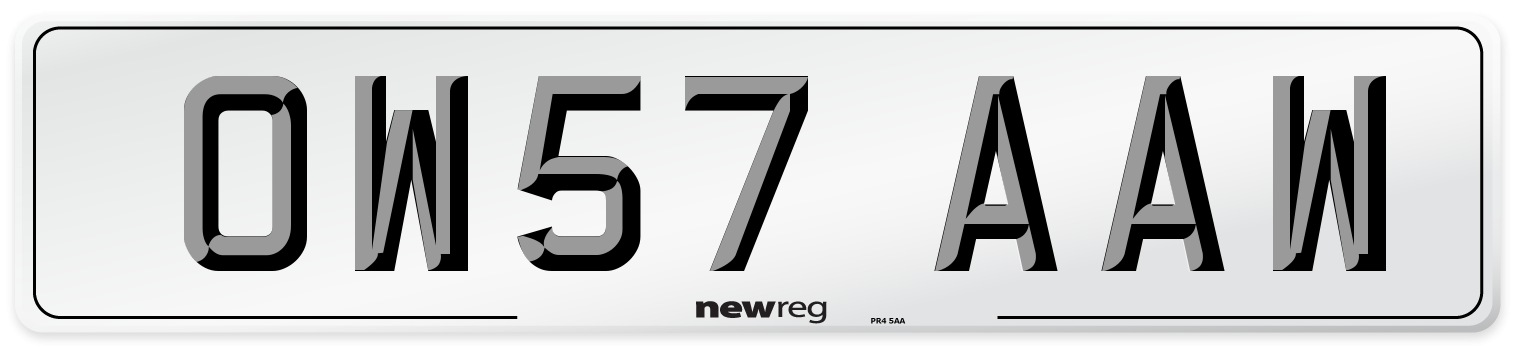 OW57 AAW Number Plate from New Reg